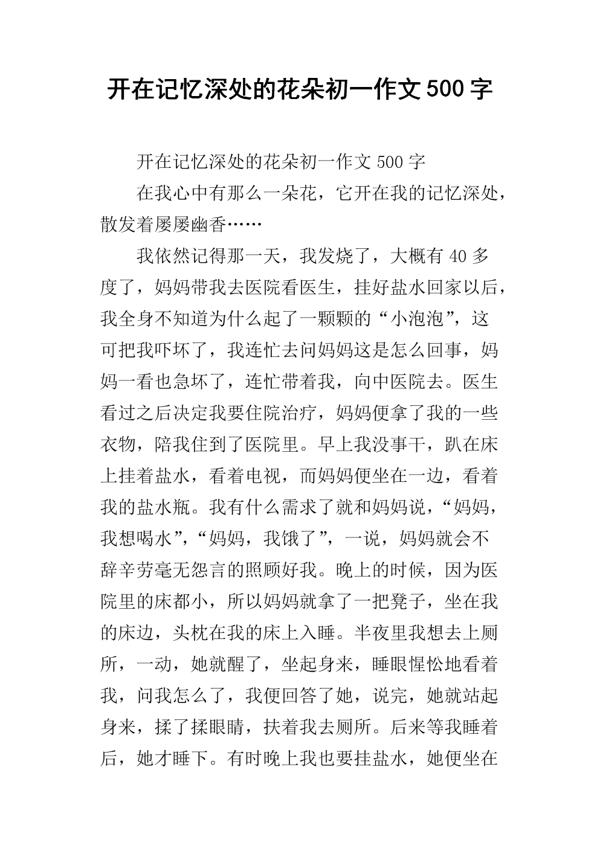 记忆的深处_500字