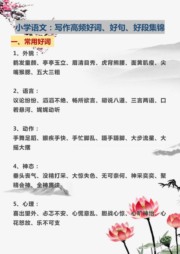小学语文:写作常用好词、佳句、好段分类汇总,孩子作文提升有方