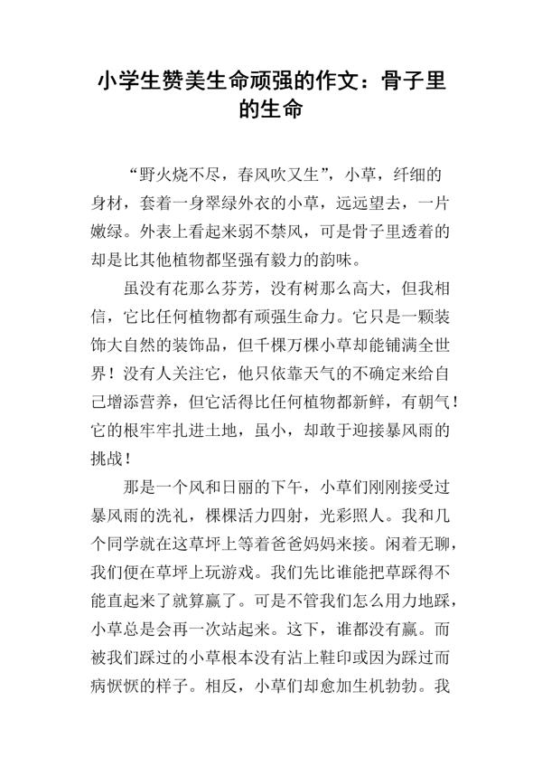 生命的可贵 赞美生命的作文300字