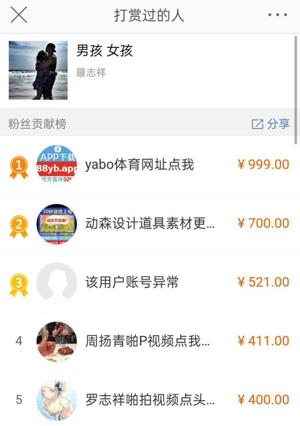 罗志祥求复合小作文,赚了不少钱,一亿多人观看,3000多人打赏 1