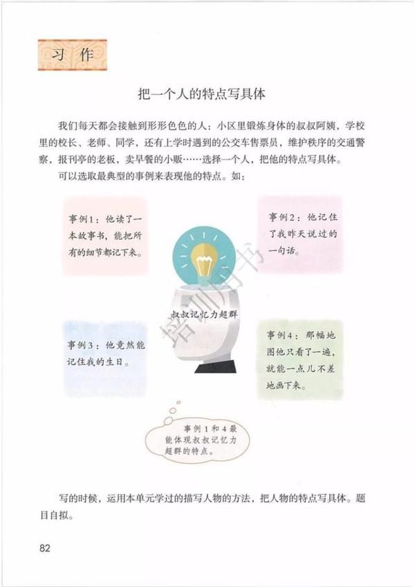 五年级下学期作文入门:把一个人的特点写具体