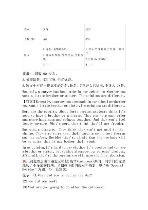 最新!2020各地市英语中考模拟卷作文题目汇总!附满分作文 12