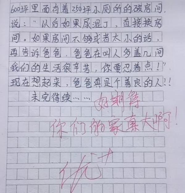 小学生作文《我的家》火了，老师接连期待，网友：想和你家一样穷 2