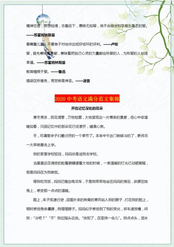 2020中考语文作文预测,语文老师认为参考价值高,附满分范文大全 4