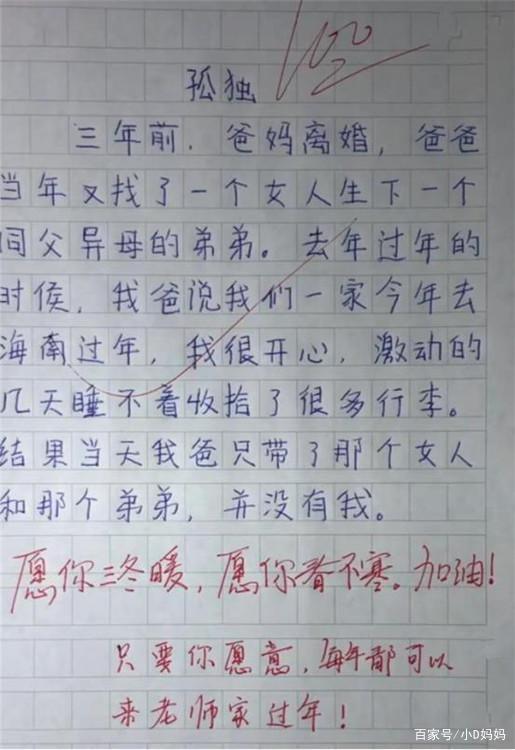 小学生满分作文《孤独》,通篇没提“孤独”二字,却更令人心疼 1