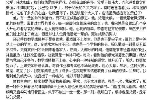 关于父爱的作文：那次深深地触动