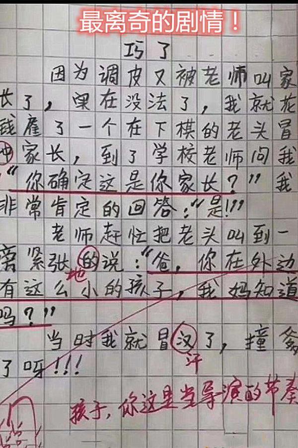 小学生作文现“神转折”,“大胆尝试”令人捧腹,老师:我太难了 4