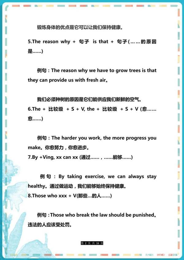 黄冈名师力荐:中考英语“黄金句型”,作文拉分必备! 1