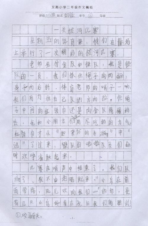 团结就是力量 记一次拔河比赛作文1100字