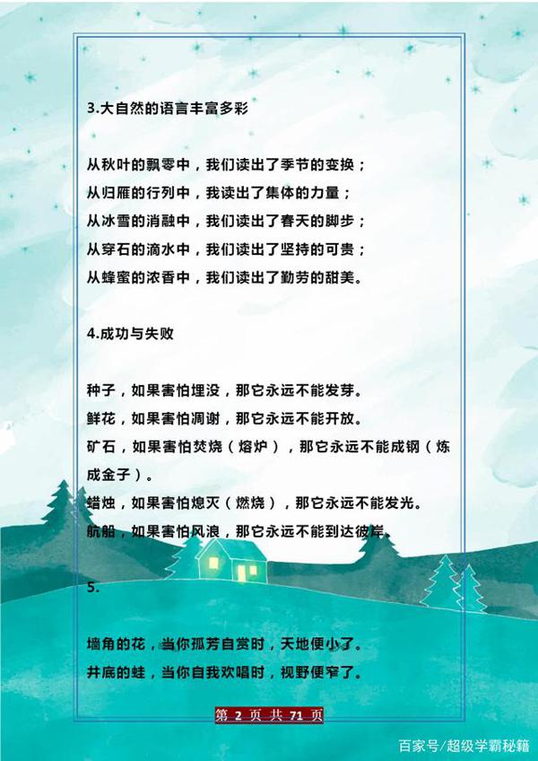 语文老师坦言:这200个排比句给孩子打印,早晚背,作文高分不愁 1