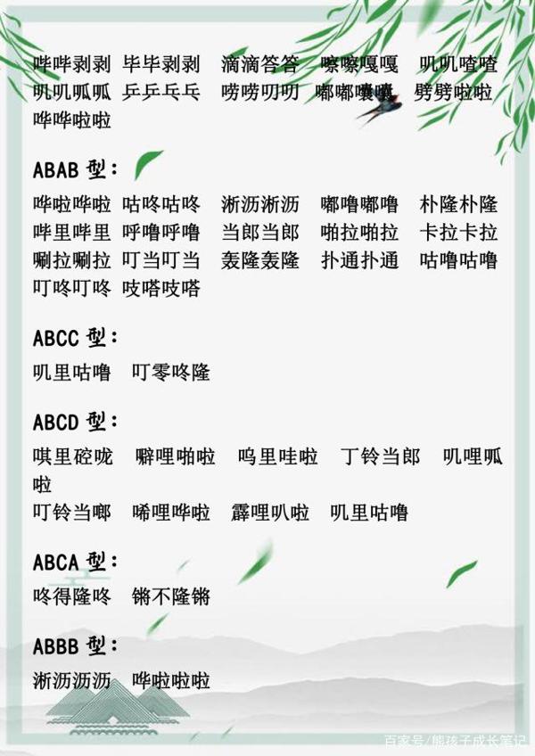 小学语文作文不过关?高年级作文落后一大截,这份象声词请备好 1