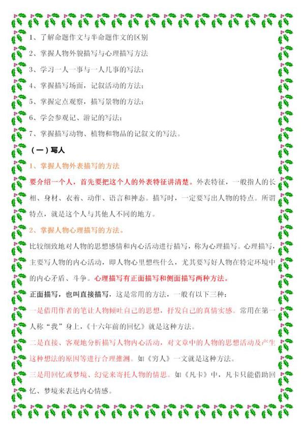 小学语文写作知识大全,作文重难点精心讲解,掌握好,高分不愁! 5