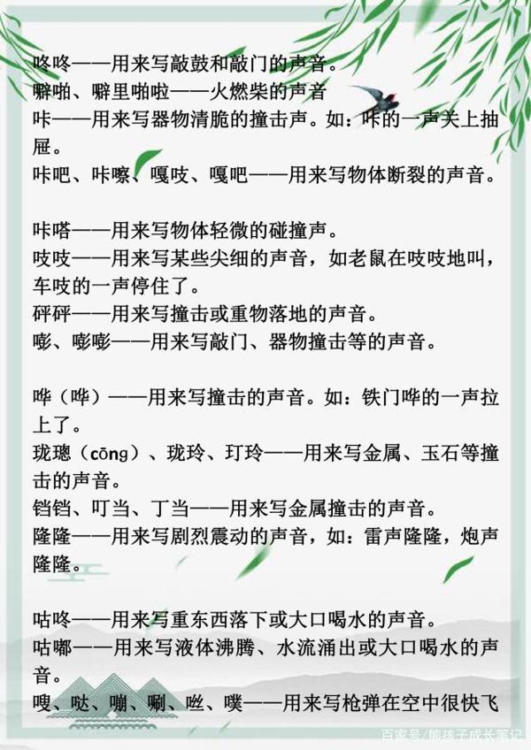 小学语文作文不过关?高年级作文落后一大截,这份象声词请备好 6
