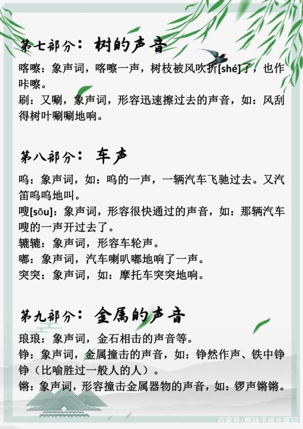 小学语文作文不过关?高年级作文落后一大截,这份象声词请备好 8