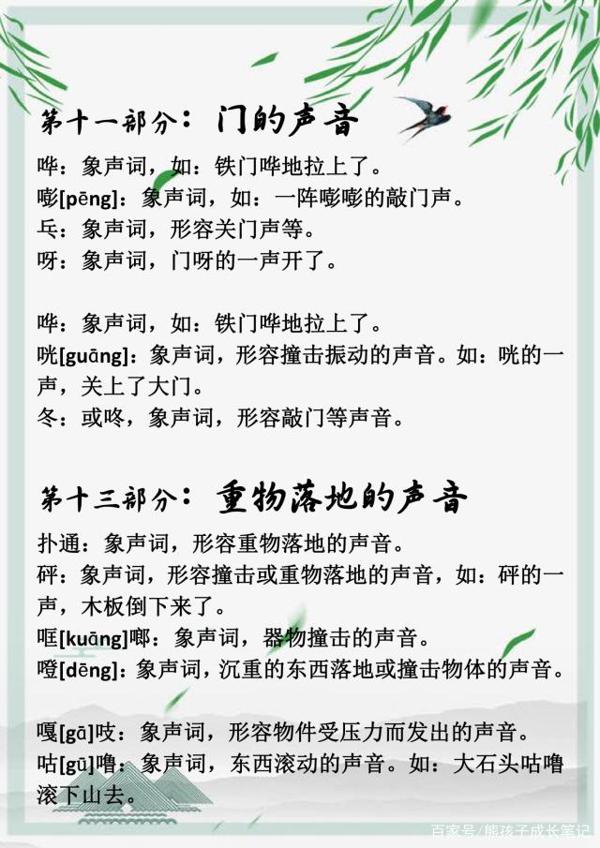 小学语文作文不过关?高年级作文落后一大截,这份象声词请备好 10