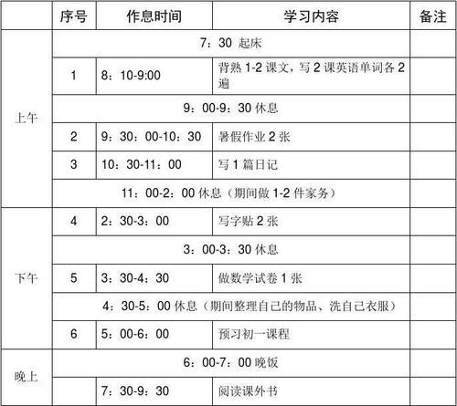 我的暑假学习计划范文