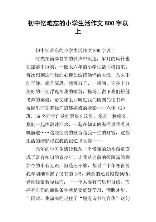 难忘的小学生活记叙文550字