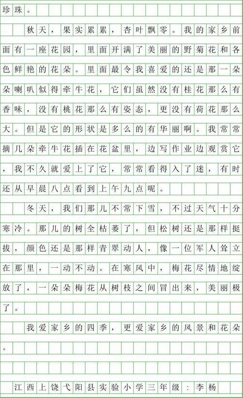 我的家乡 家乡的四季作文300字