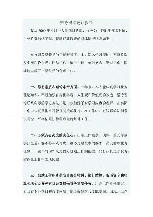 财务人员的述职报告