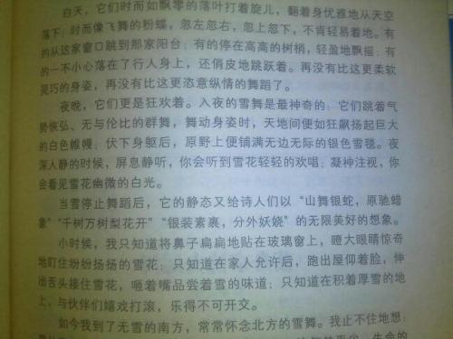 关于雪初中作文