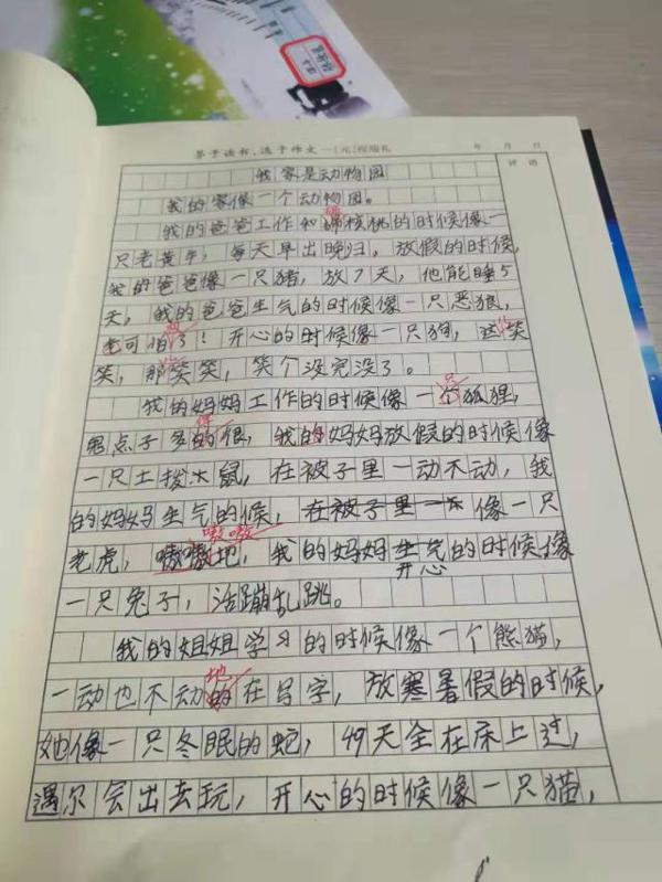 四年级作文,小小“动物园”,学生写得有趣,老师边改边笑 2