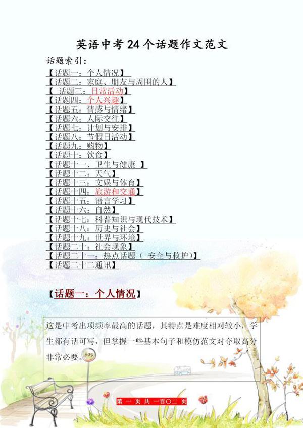 初中3年英语作文无非就考这24个话题,孩子掌握篇篇都是范文!