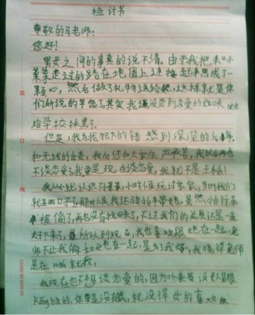 破坏校园环境的检讨书范文
