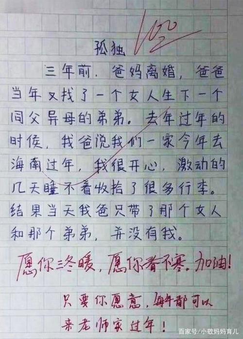 小学生满分作文《孤独》,通篇没有“孤独”二字,却让人潸然泪下