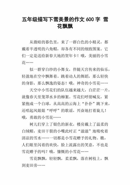 雪花飘飘 初三作文500字
