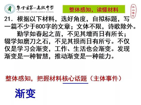 百校大联考02‖作文“渐变”三山讲评课件 3