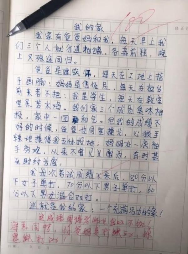 小学生作文“火了”,老师看完直接给满分,爸妈追着打,网友:人才 2