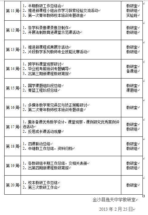 教学教研工作计划
