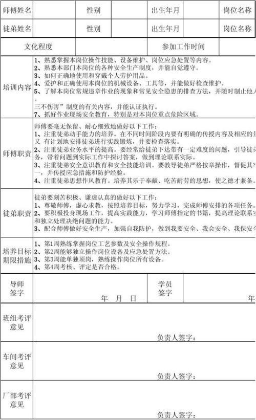 导师带徒协议书