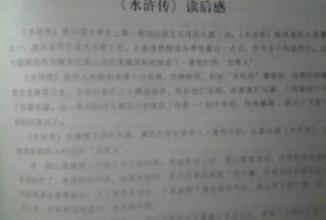 读《水浒传》有感 四年级读后感作文600字