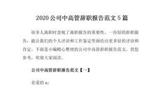 高管辞职报告范文模板4篇