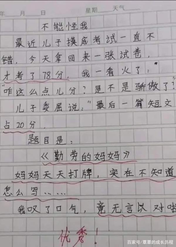 如果满分是100分,老师会给这篇五年级小学生的作文打几分呢 3