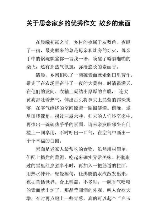 故乡印象 思念家乡的作文800字