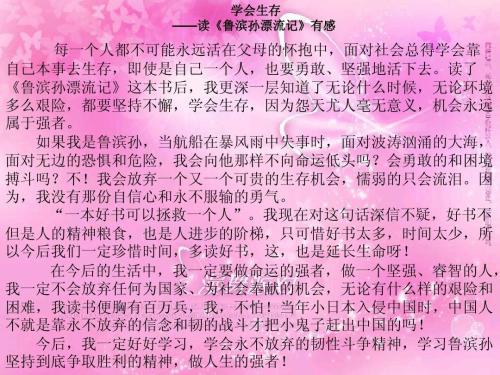 读《鲁滨孙漂流记》有感 四年级读后感作文600字