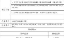 人教版小学一年级数学教学计划范文