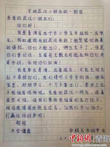给武汉小朋友的一封信 优秀书信作文400字