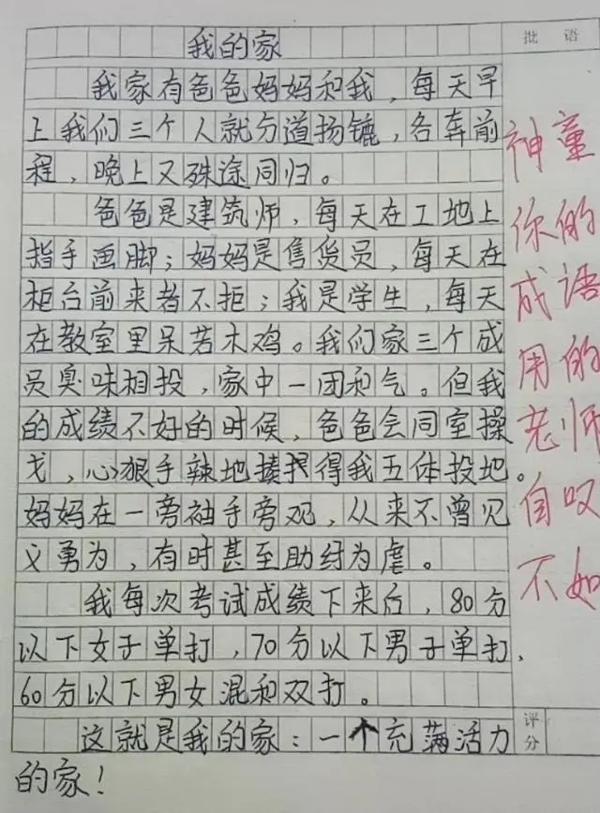 小学生剽悍作文,老师看了也表示自叹不如,网友:优秀人才! 1
