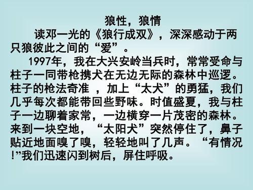 世间真情 读《狼行成双》有感700字