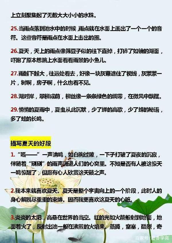 小学语文:描写夏天的好词、好句、好段,合理运用,写出满分作文 6