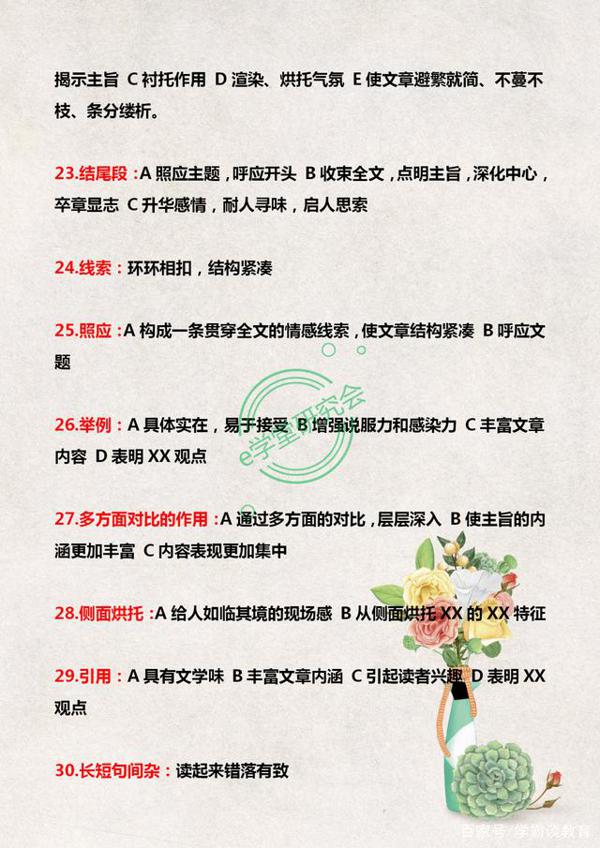 初中语文答题万能公式+作文高分素材,抓紧时间让孩子掌握这些题 5