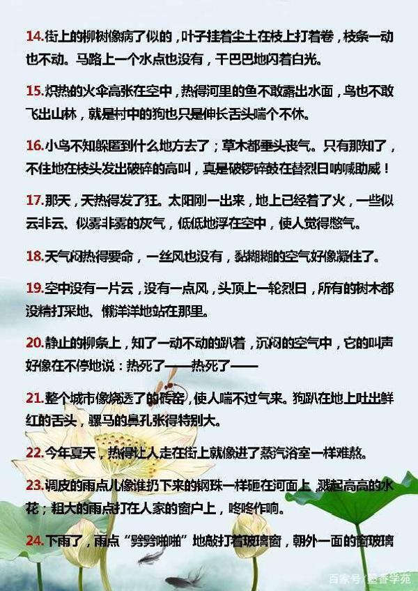 小学语文:描写夏天的好词、好句、好段,合理运用,写出满分作文 5