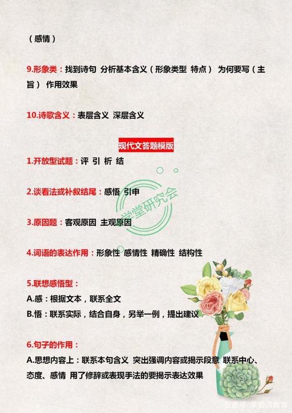 初中语文答题万能公式+作文高分素材,抓紧时间让孩子掌握这些题 1