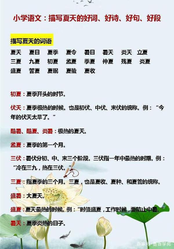 小学语文:描写夏天的好词、好句、好段,合理运用,写出满分作文