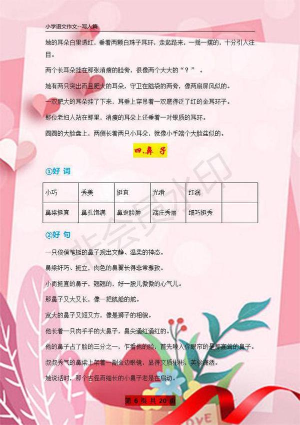 小学作文：《写人篇》好词、好句、好段集锦，想写满分作文必打印 6