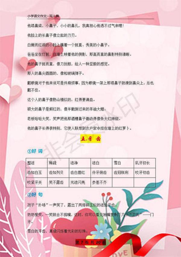 小学作文：《写人篇》好词、好句、好段集锦，想写满分作文必打印 7