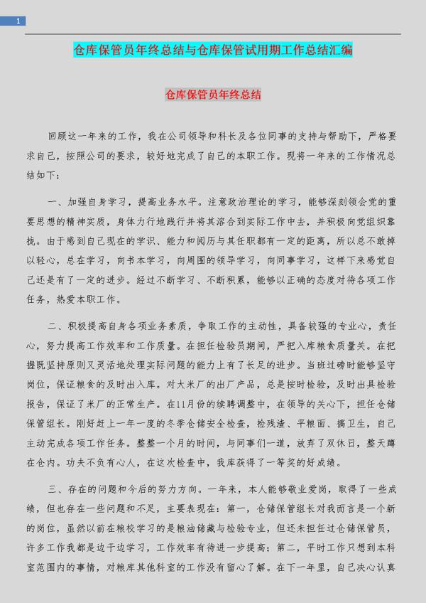 试用期的年终工作总结汇编5篇